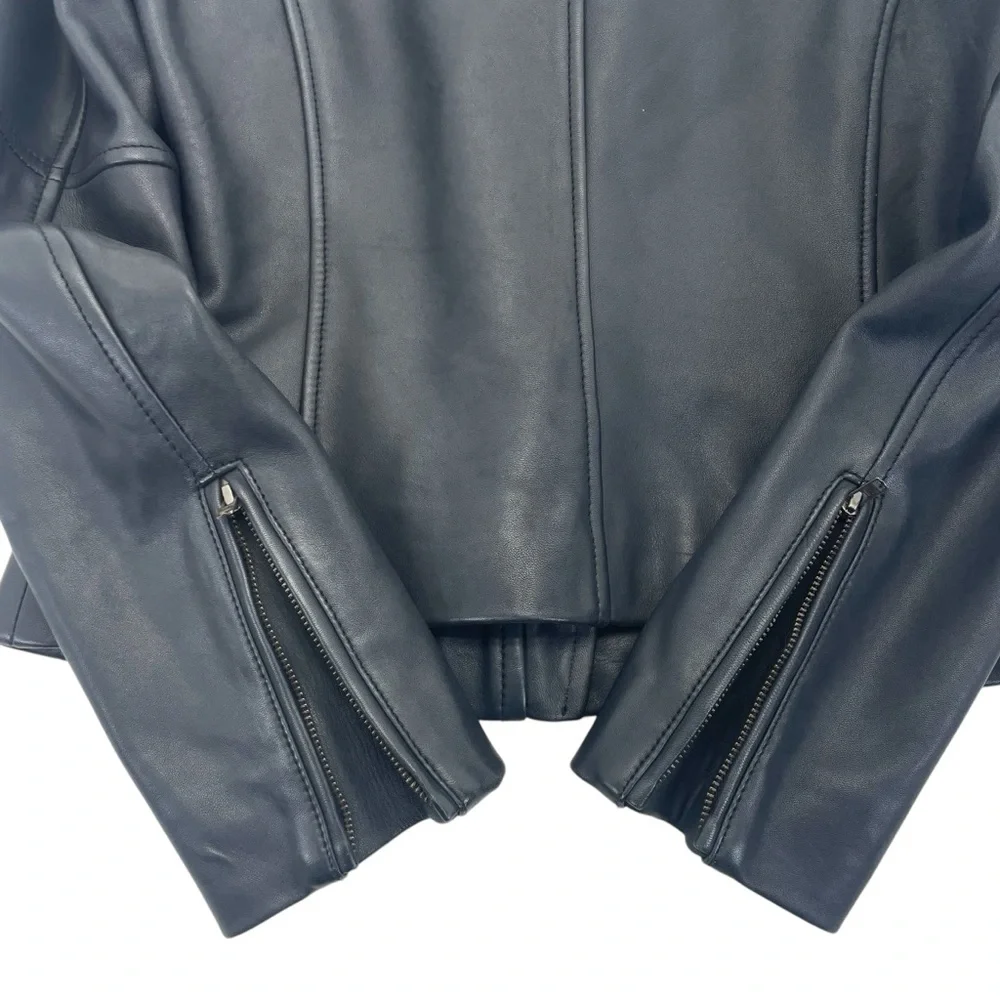 Reiss Lambskin Leather Jacket Medium Black - Picture 11 of 16